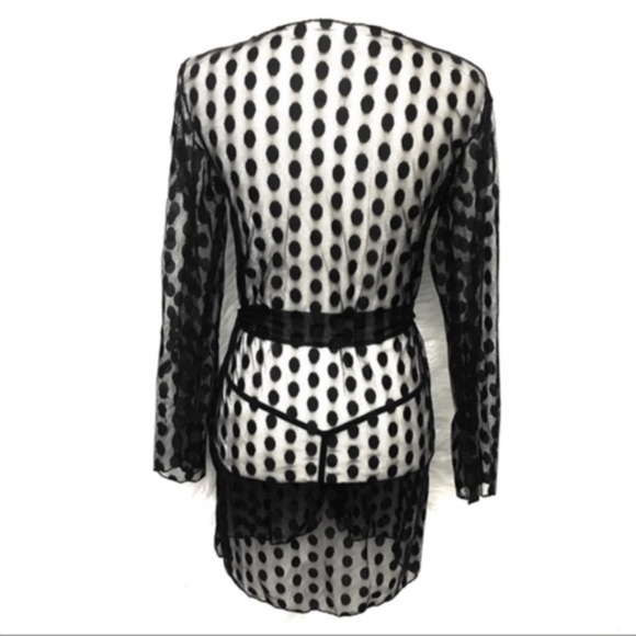 Savvy Sexy Set Lace Polka Dot Kimono Wrap Lingerie - Picture 8 of 11